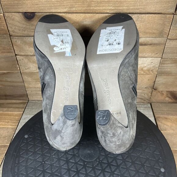 Paul Green Womens Size UK 3/US 5.5 Suede Gray Brown Heel Ankle Bootie - Picture 9 of 10